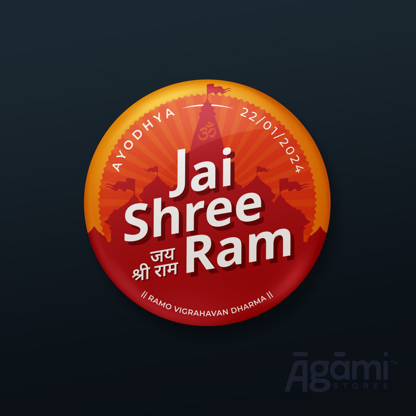 Jai Shree Ram Collection Pack of 10 | Pin Badges + Magnet