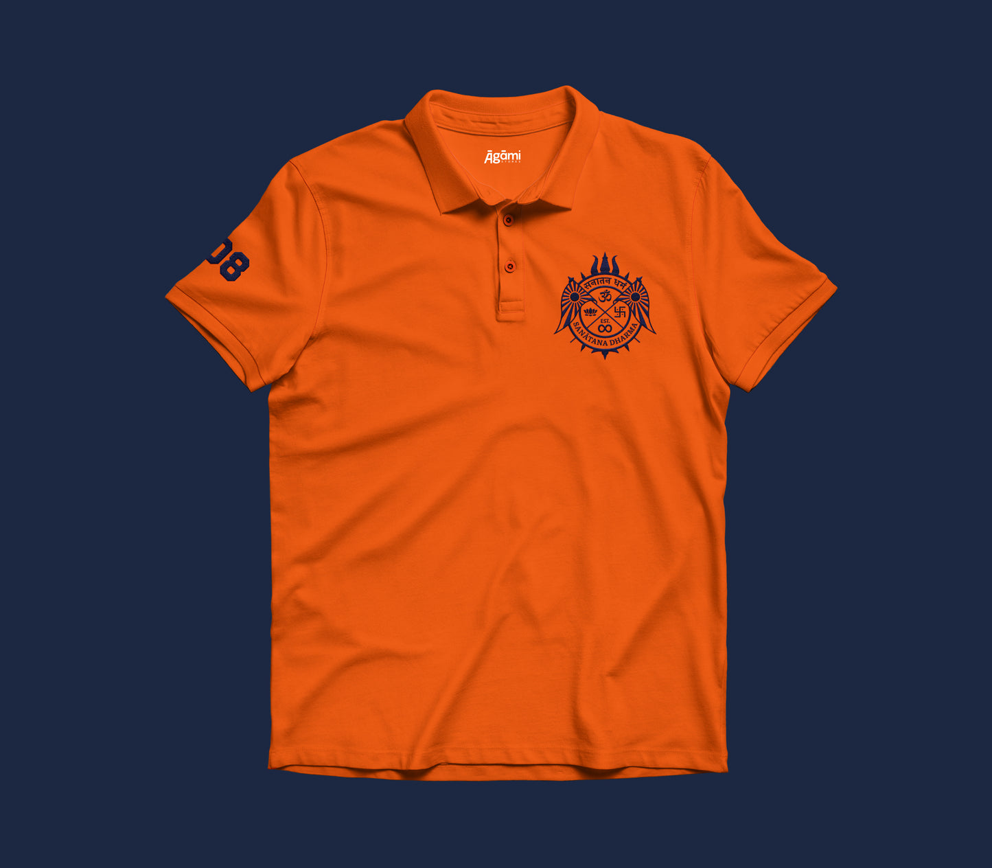 Sanātana Dharma Polo Neck Tshirt | Orange