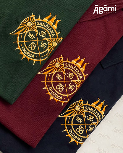 Sanātana Dharma Polo Neck Tshirt | Navy Blue