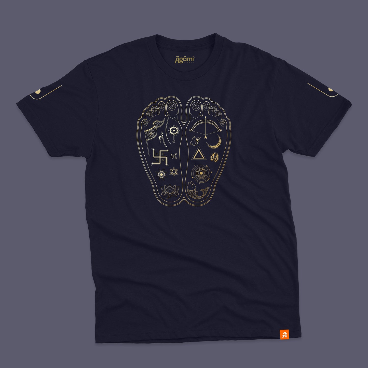 Lotus Feet of Shree Krishna Tshirt - Navy Blue | Regular Fit