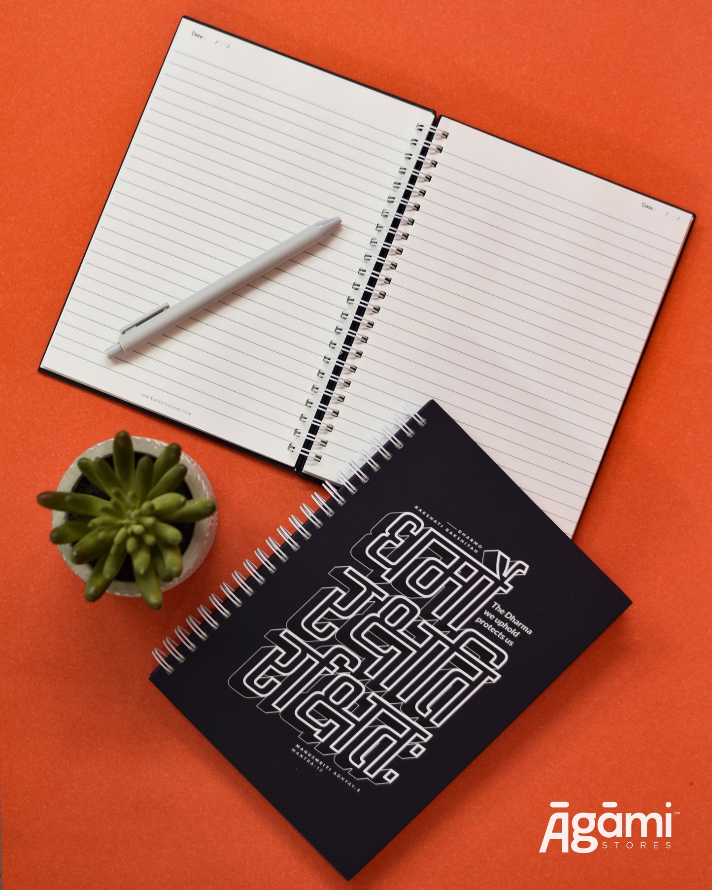 Dharmo Rakshati Rakshitah A5 Spiral Notebook | Black