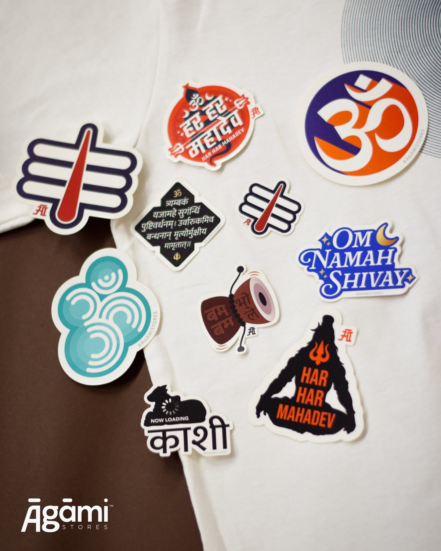 OM Vibes Shiva Pack | Round Neck T-shirt, Stickers & Badge