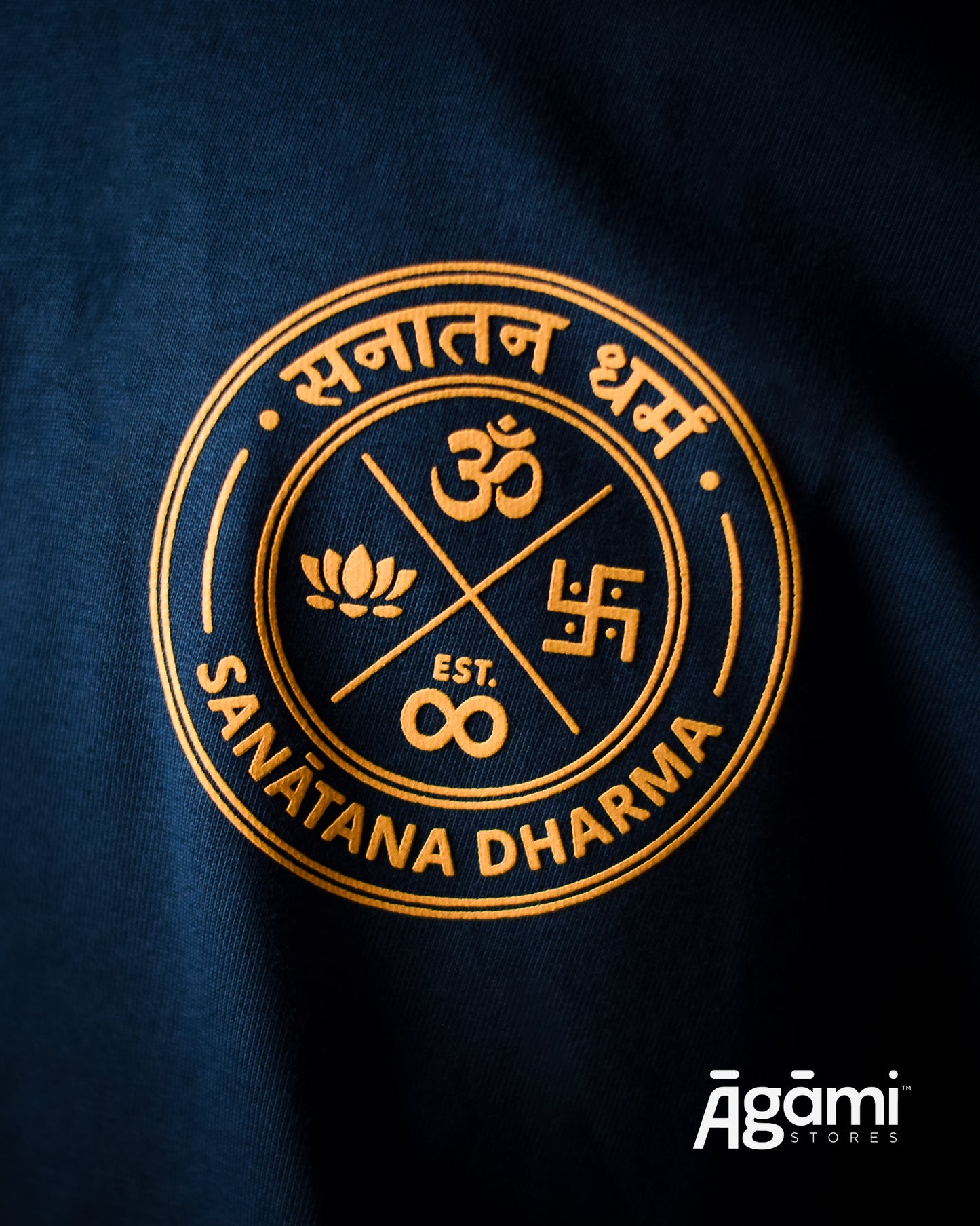 Sanatana Dharma Emblem Tshirt - Navy Blue | Regular Fit