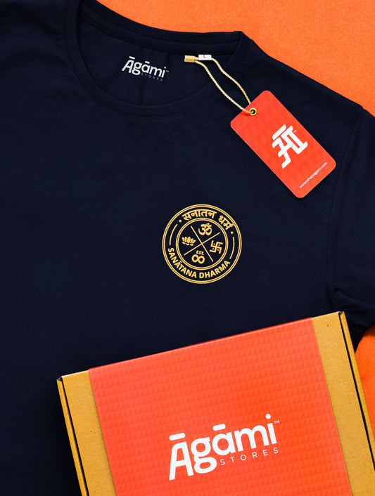 Sanatana Dharma Emblem Tshirt - Navy Blue | Regular Fit