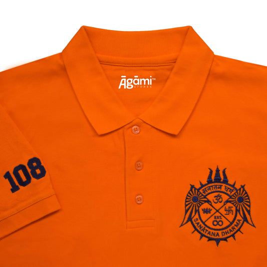 Sanātana Dharma Polo Neck Tshirt | Orange
