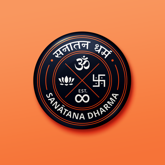 Sanatana Dharma Emblem Devnagri | Pin Badge + Magnet