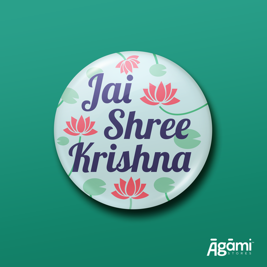 Jai Shree Krishna | Pin Badge + Magnet
