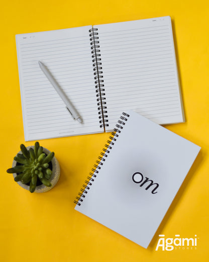 Om Vibes A5 Spiral Notebook | White
